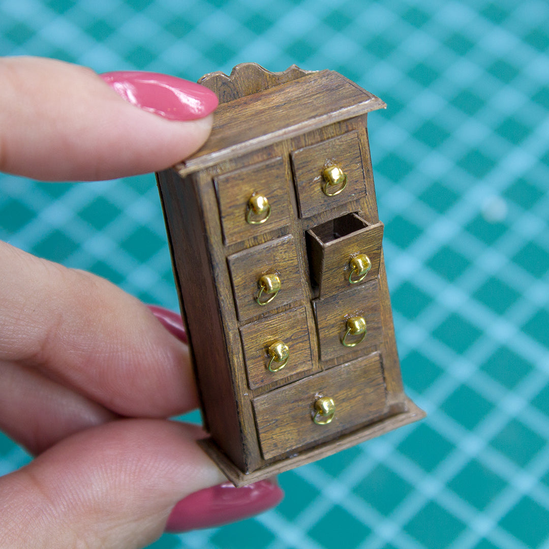 TEMPLATE Miniature paper cabinet with 7 drawers for 1:12 scale dollhouse | PDF