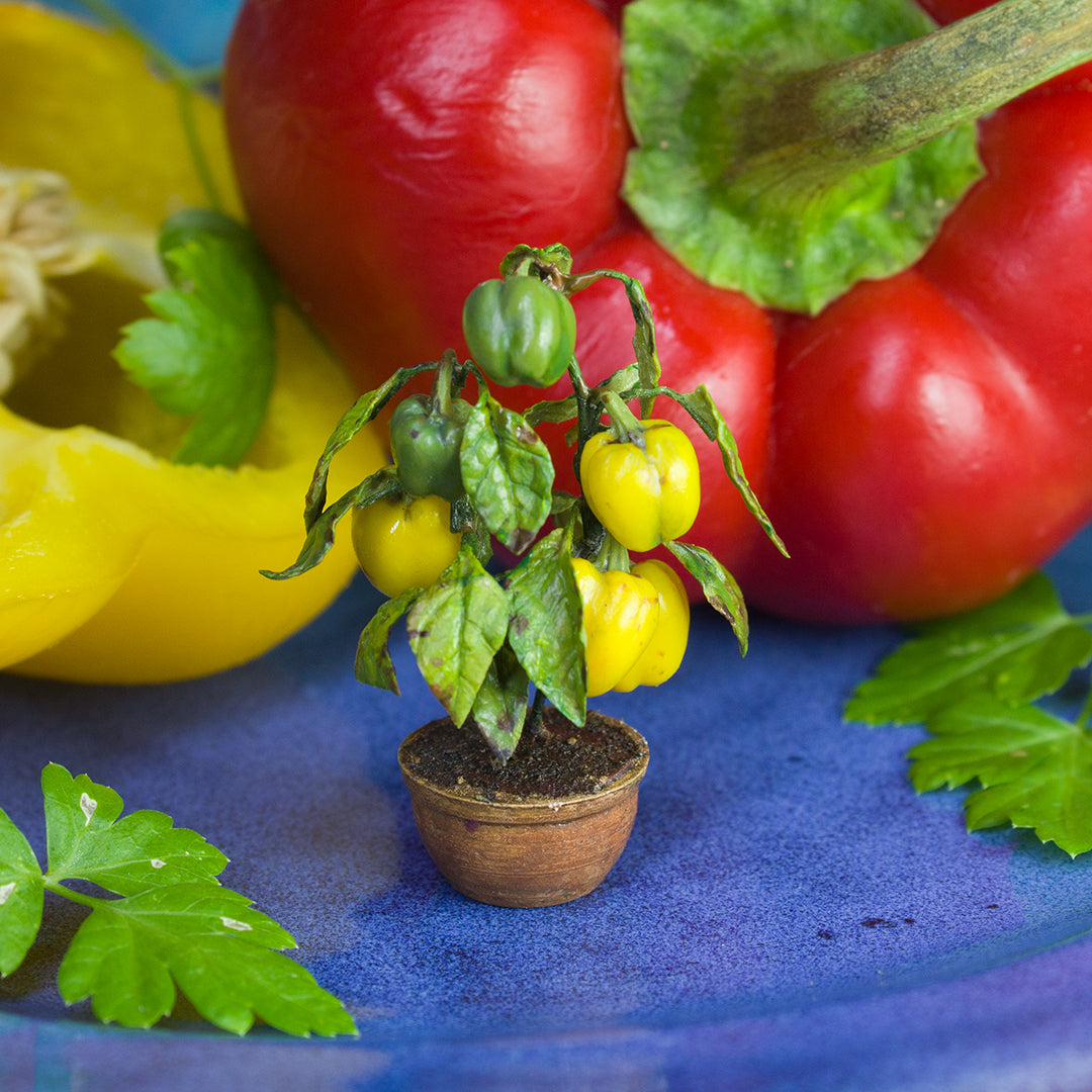 TUTORIAL Miniature pepper plant with polymer clay for 1:12 scale dollhouse | PDF + video