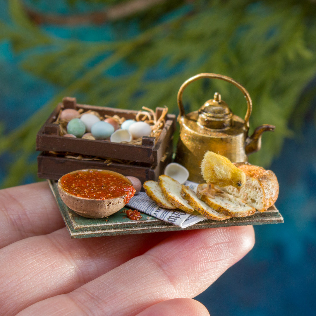Miniature set with chick for dollhouse in 1:12 scale 4 - Rina Vellichor