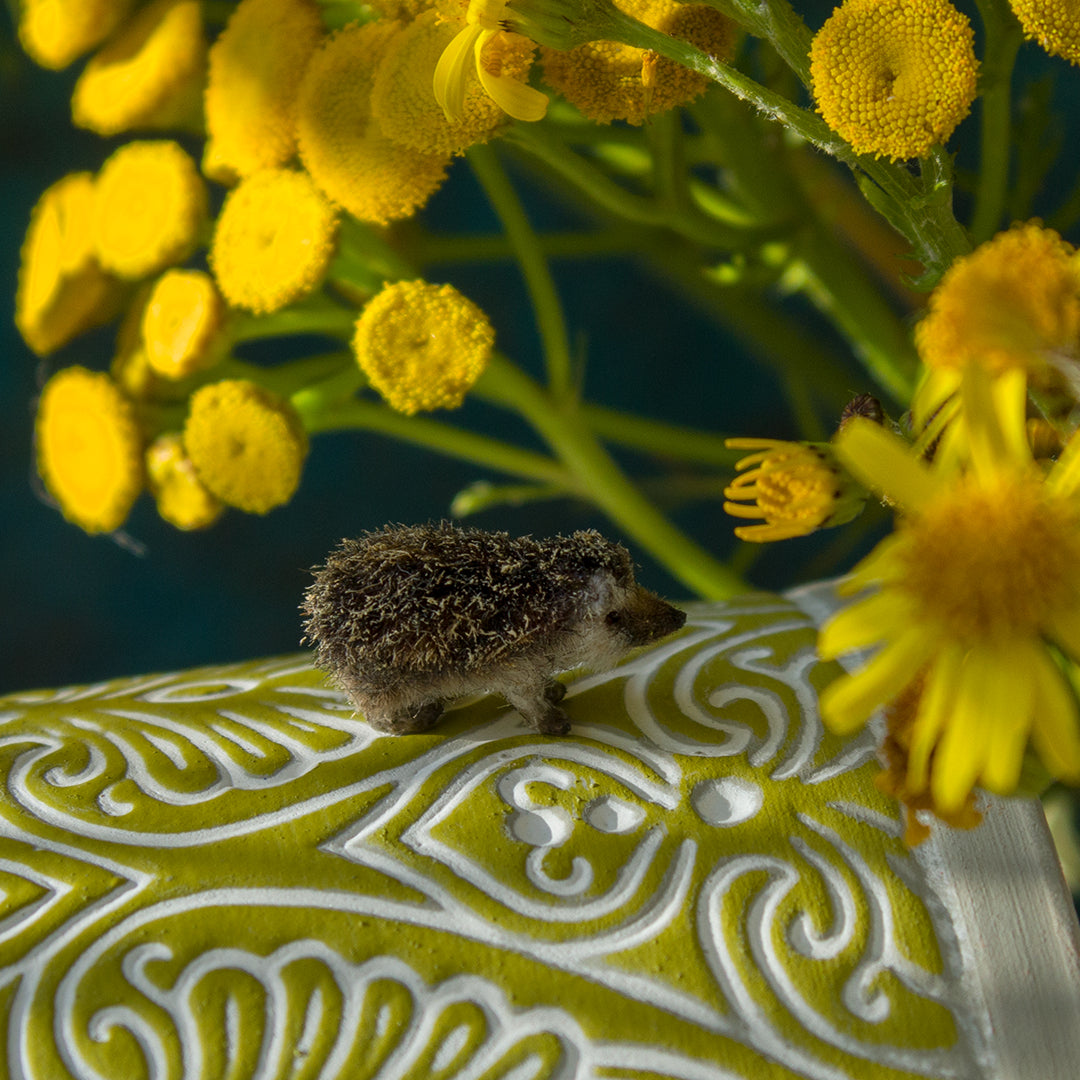 Tiny handmade hedgehog miniature for dollhouse in 1:12 scale 3