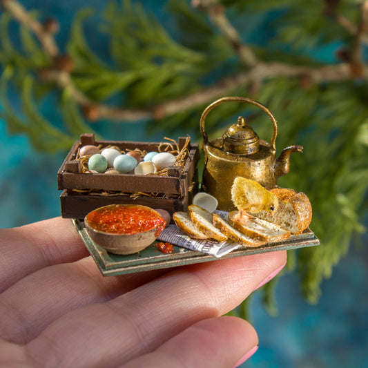 Miniature set with chick for dollhouse in 1:12 scale 4 - Rina Vellichor