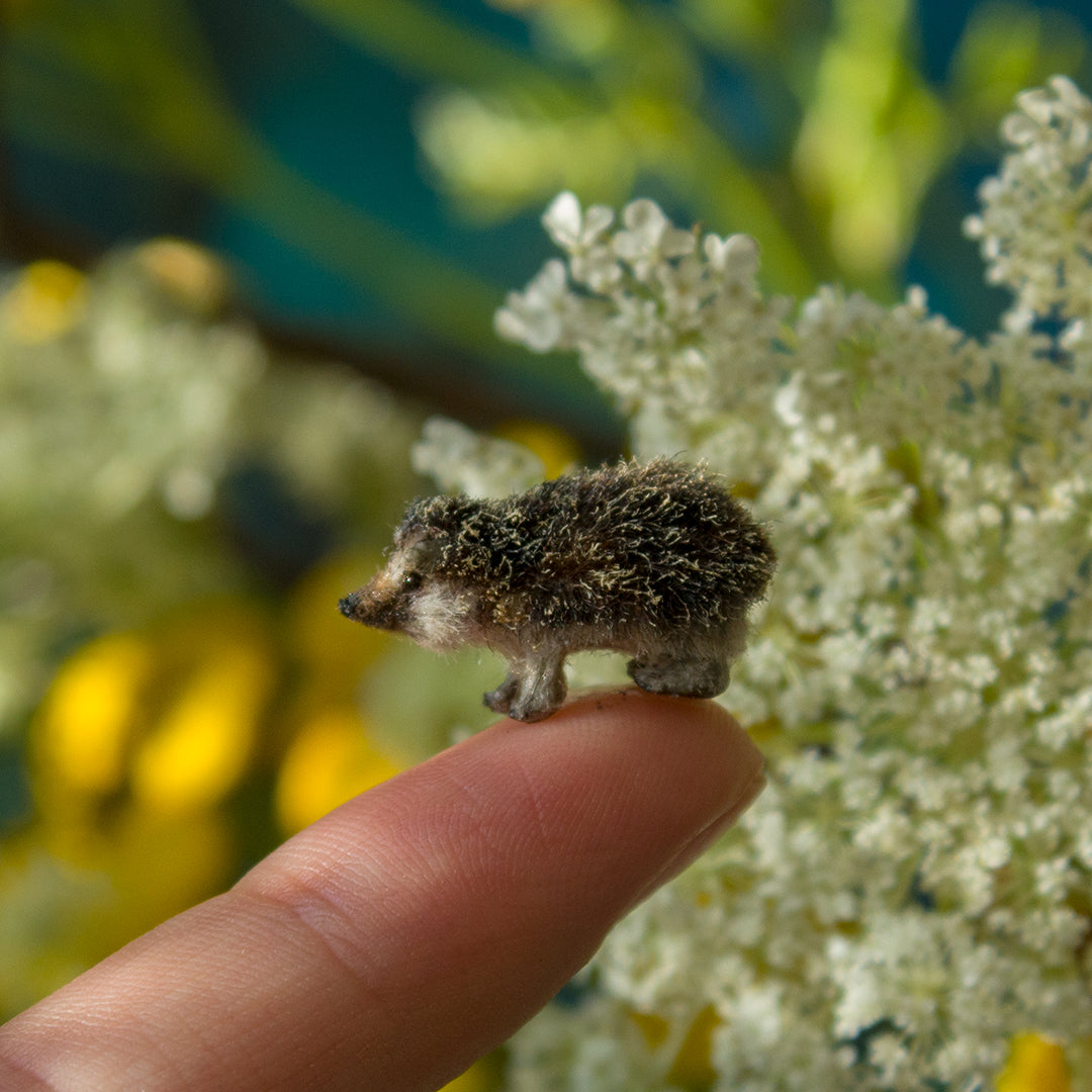 Tiny handmade hedgehog miniature for dollhouse in 1:12 scale 3