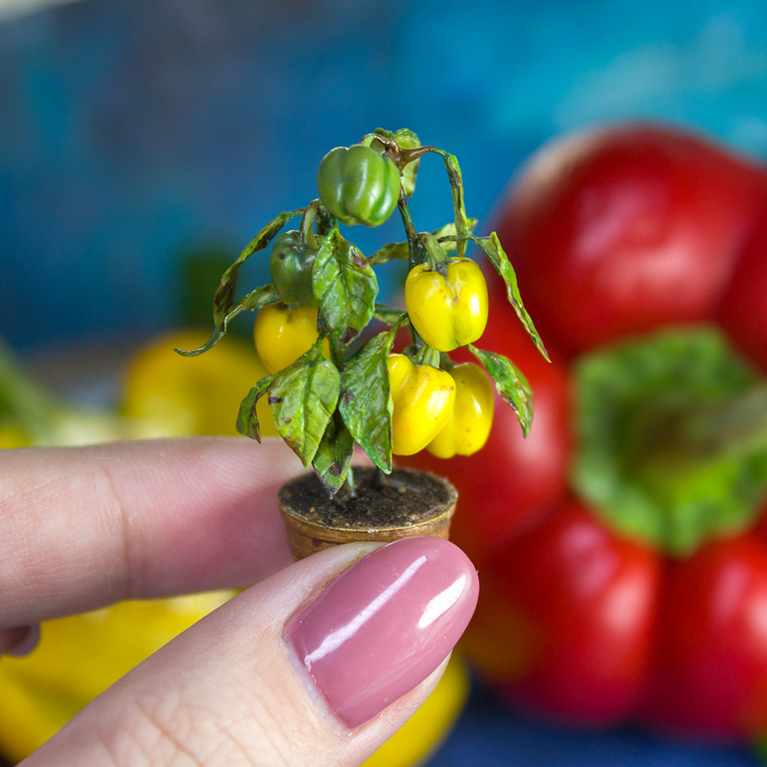 TUTORIAL Miniature pepper plant with polymer clay for 1:12 scale dollhouse | PDF + video