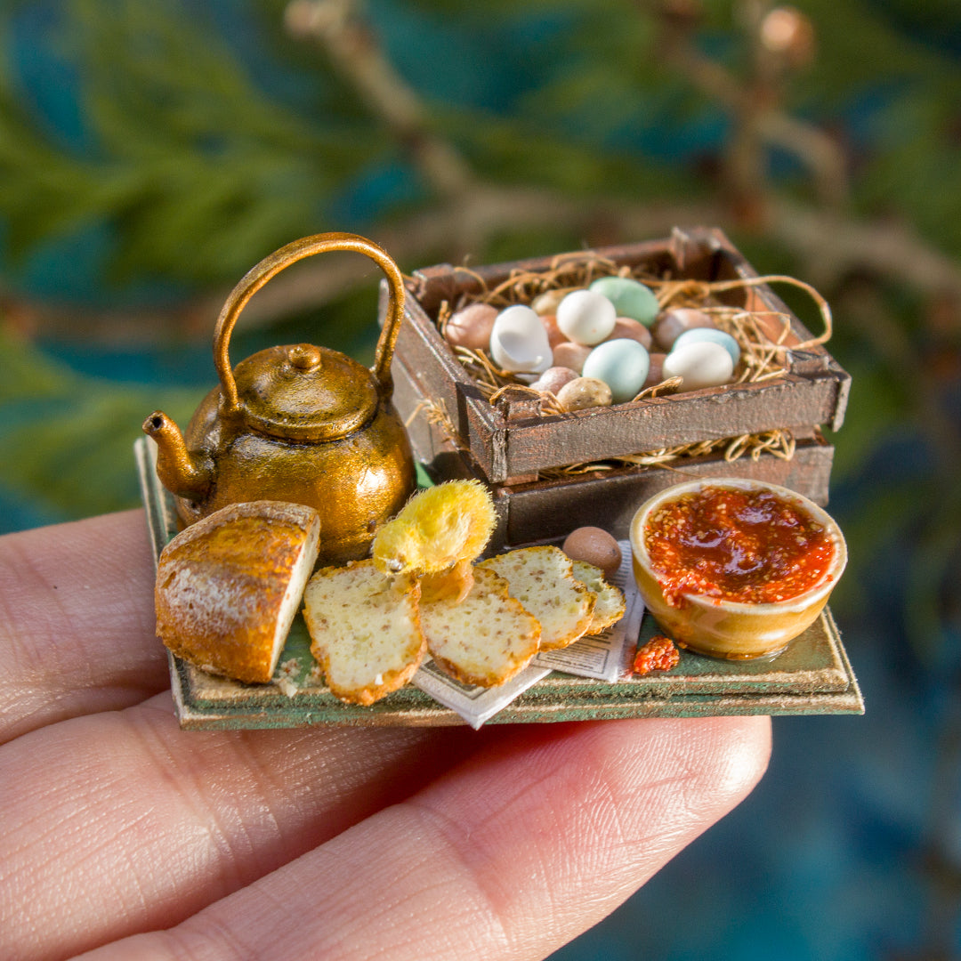 Miniature set with chick for dollhouse in 1:12 scale 5 - Rina Vellichor
