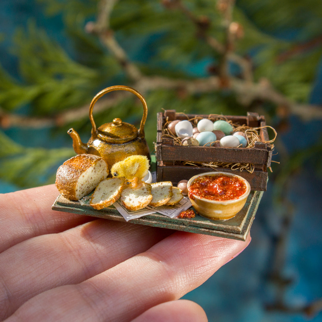 Miniature set with chick for dollhouse in 1:12 scale 5 - Rina Vellichor