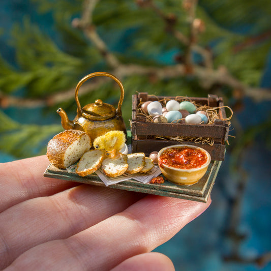 Miniature set with chick for dollhouse in 1:12 scale 5 - Rina Vellichor