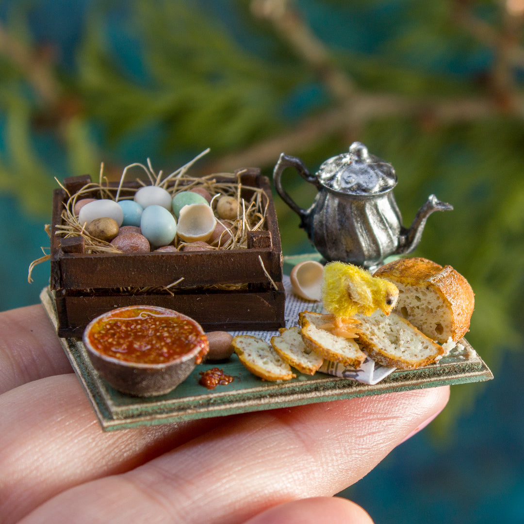 Miniature set with chick for dollhouse in 1:12 scale 6 - Rina Vellichor
