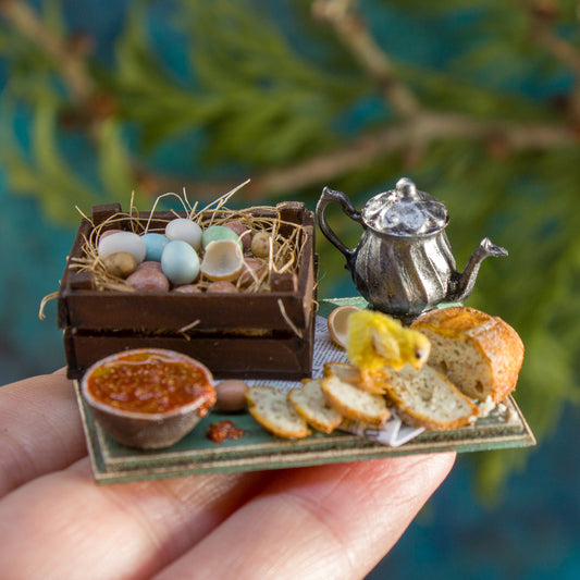 Miniature set with chick for dollhouse in 1:12 scale 6 - Rina Vellichor