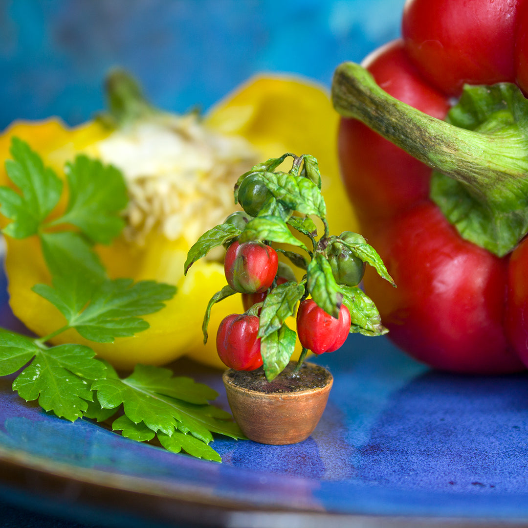 TUTORIAL Miniature pepper plant with polymer clay for 1:12 scale dollhouse | PDF + video