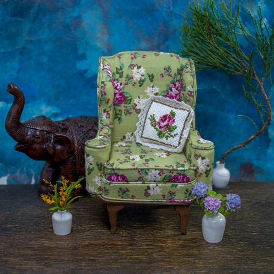 TEMPLATE Miniature Queen Anne wing chair in 1:12 scale | PDF