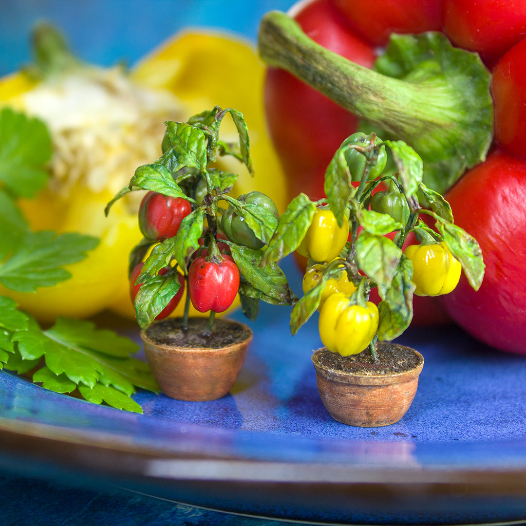 TUTORIAL Miniature pepper plant with polymer clay for 1:12 scale dollhouse | PDF + video
