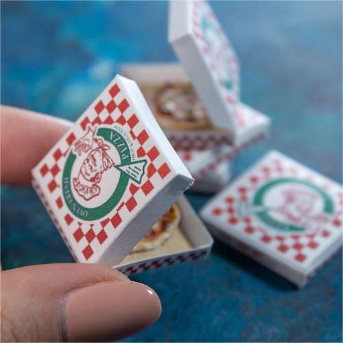 TEMPLATE Miniature pizza box printable for 1:12 scale dollhouse | PDF
