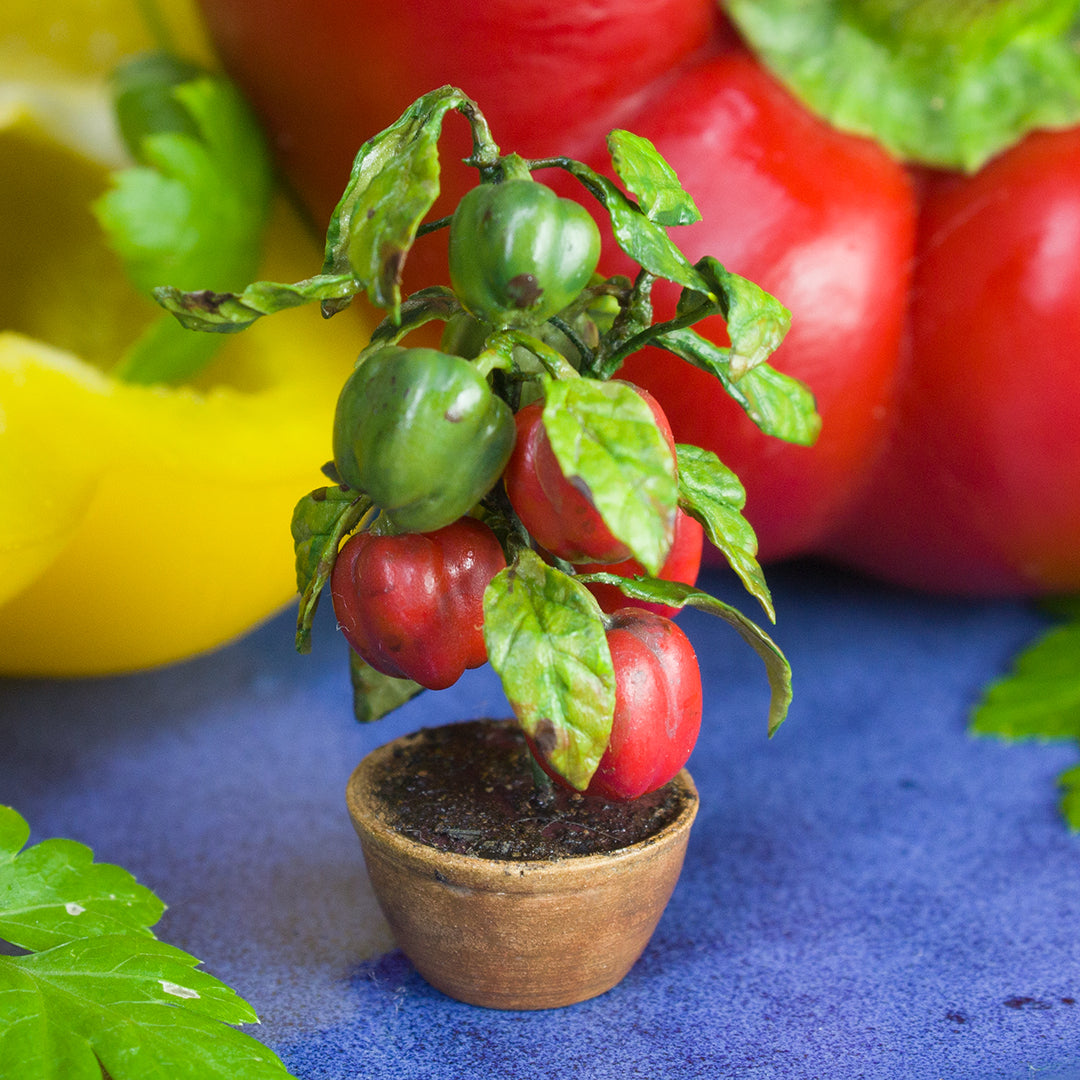 TUTORIAL Miniature pepper plant with polymer clay for 1:12 scale dollhouse | PDF + video