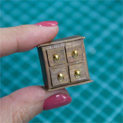 TEMPLATE Miniature paper cabinet with 4 drawers for 1:12 scale dollhouse | PDF